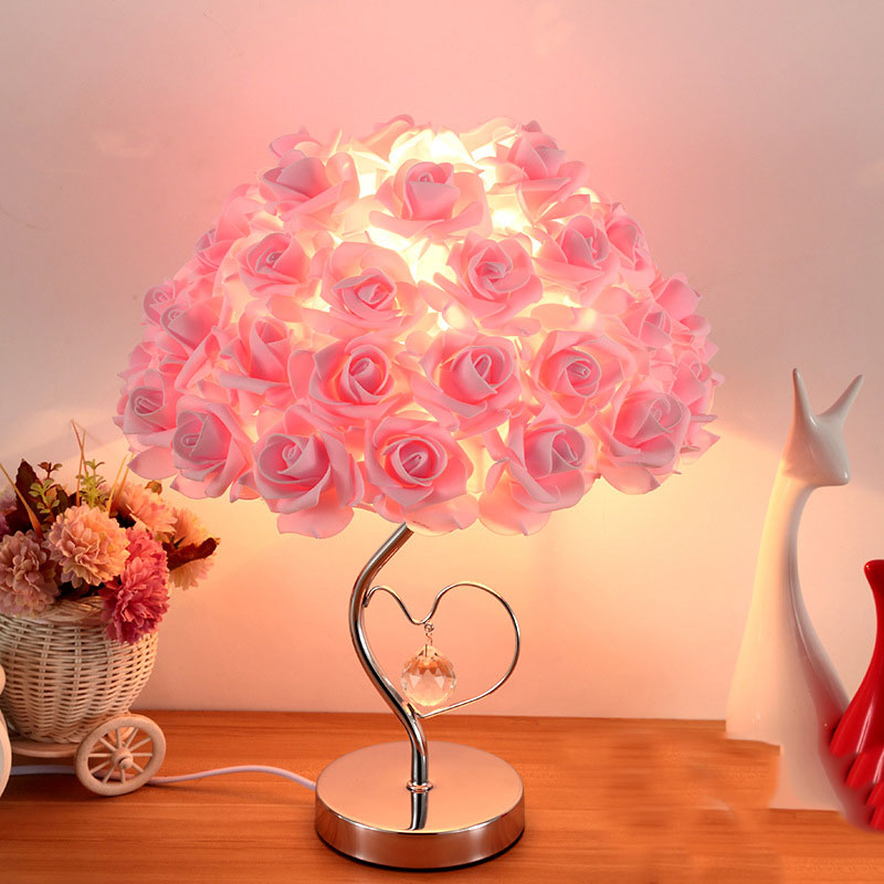 Wedding Decoration Lamp 220V Valentine's Day Gift Marriage Bedroom Bedside Desk Lamp Creative Roses Flower Light